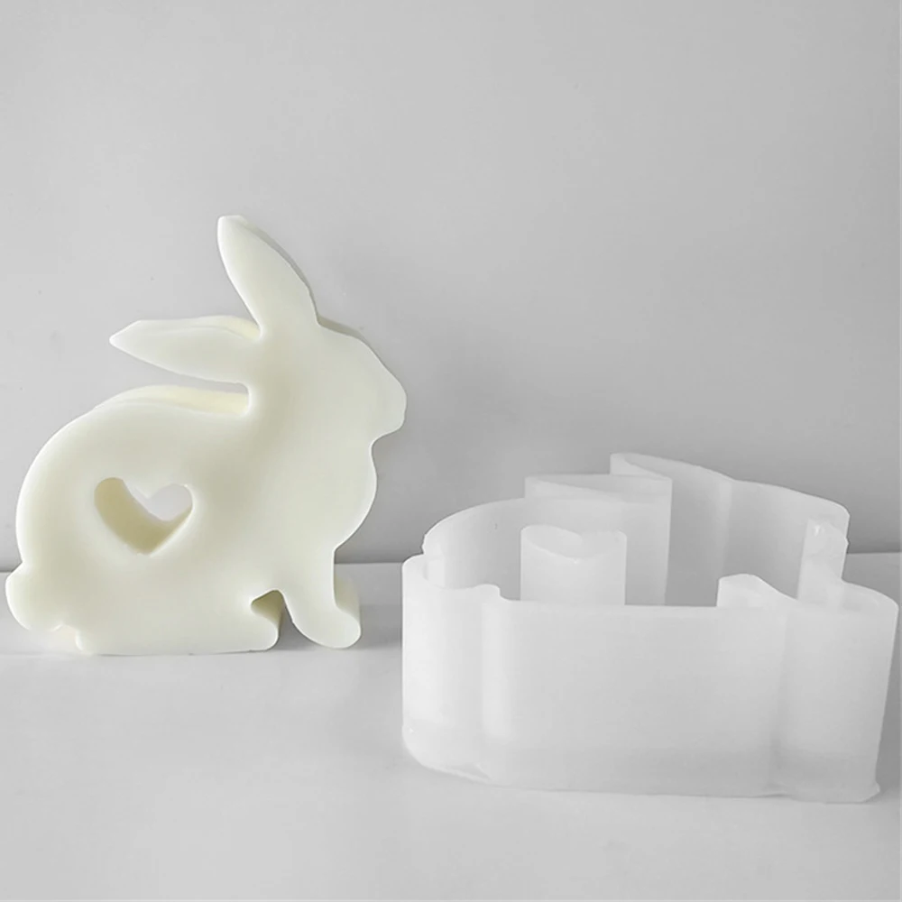 

Heart Rabbit Silicone Mold Bunny Aromatherapy Gypsum Decorative Mold Chocolate Fondant Baking Cake Mold Resin Epoxy Candle Mold
