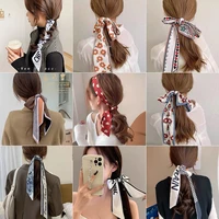 free ship silk scarf headband french retro silk scarf hair accessories headband bow tie streamer hair band bow knot hair circle