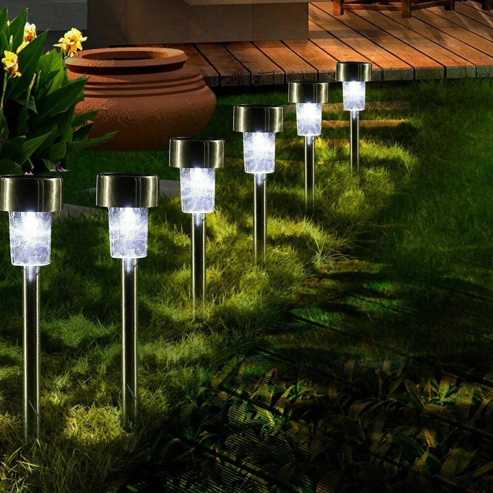 16pcs LED Solar Stainless Steel Lawn Lamps Garden Outdoor Landscape Path Light