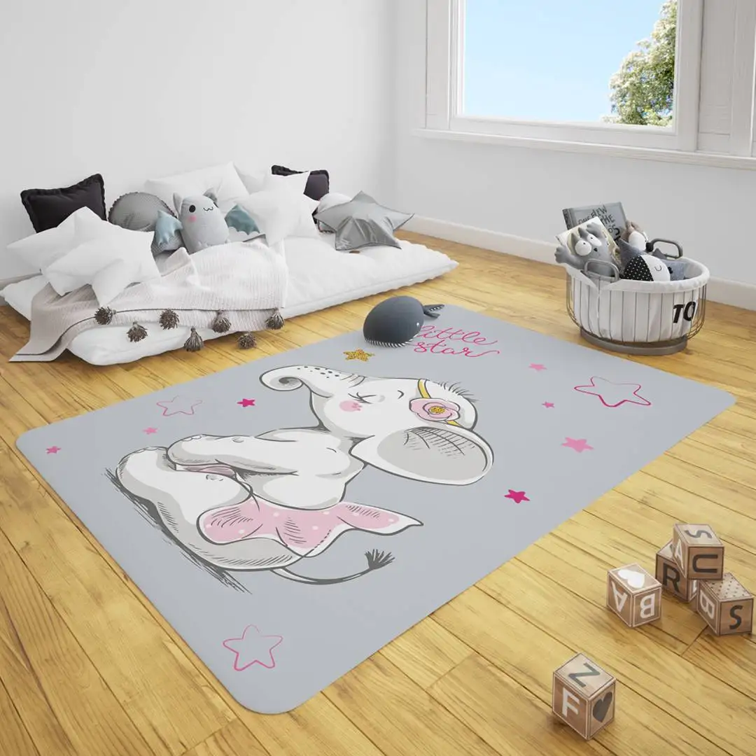 

Милый мягкий детский игровой коврик С Рисунком Слона маленькой принцессы круглый прямоугольный детский коврик для ползания для новорожден...