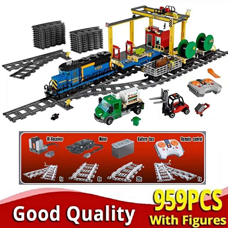 

02009 60098 02008 60052 60051 city RC Heavy-Haul Freight Passenger Train Model Building Blocks Bricks Birthday Gift FOR Kid toy