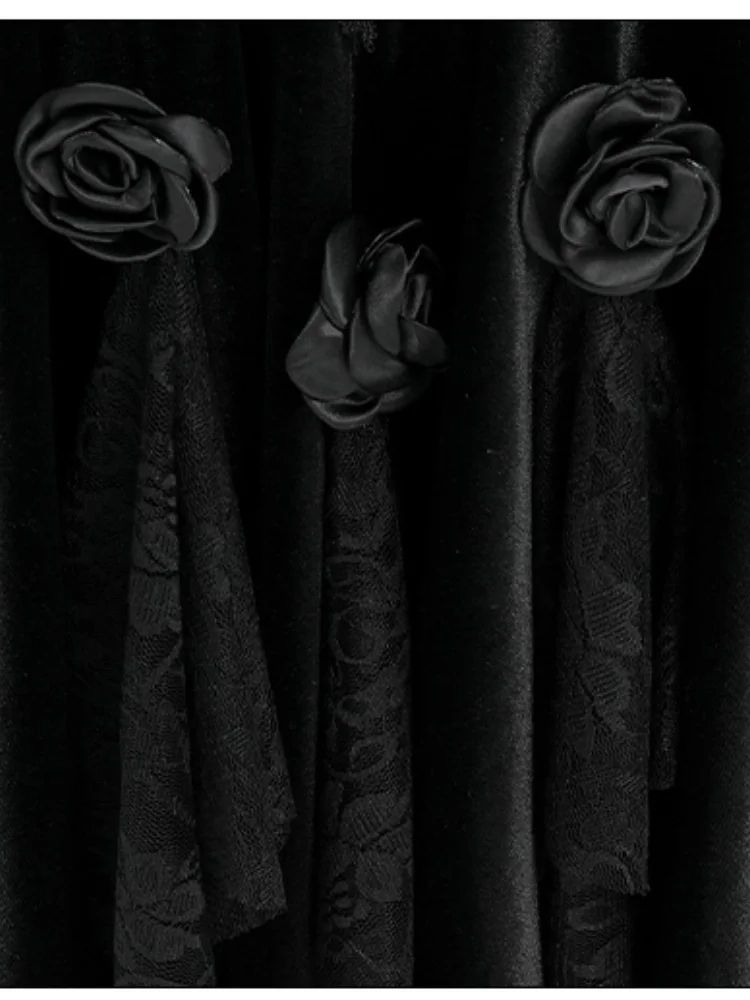 Женская бархатная юбка-русалка с вышивкой