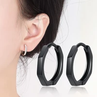 new octagonal silver plated earrings for women korean personality geometric earrings temperament simple gift ear jewelry