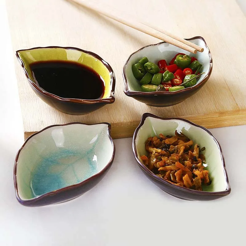 

Листовая керамическая тарелка, японская посуда, кухонная многофункциональная тарелка для уксуса и соуса, необычная тарелка для закусок