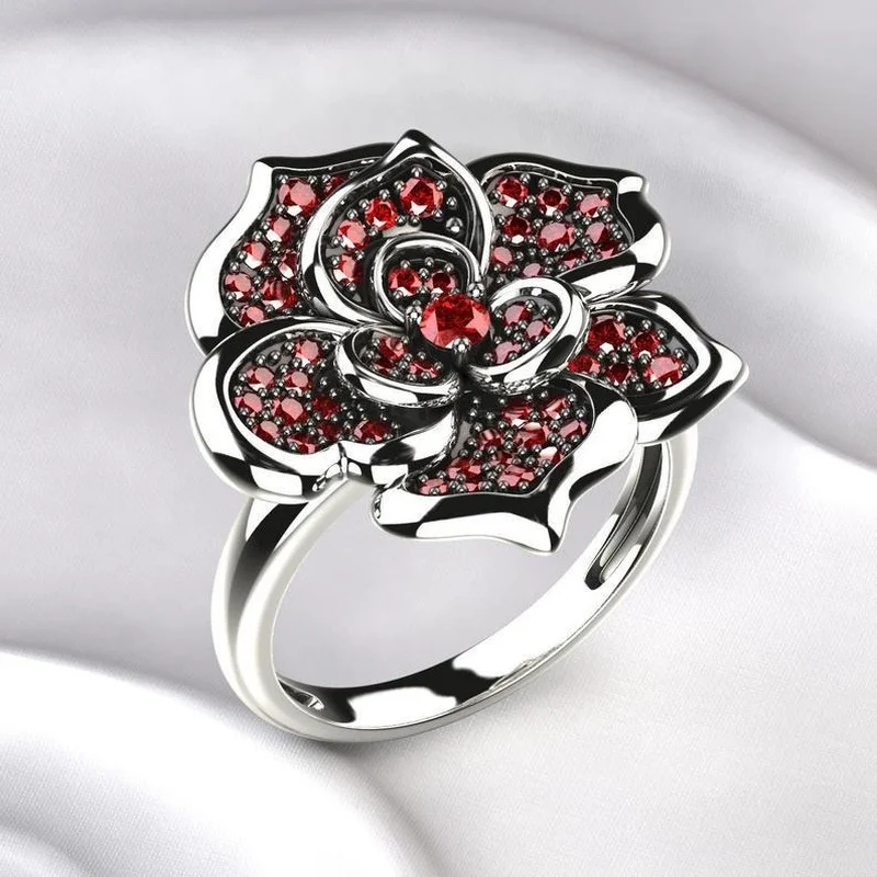 

Simple and Generous In Europe and America, Red Roses and Diamonds, Women's Engagement Ring for Girlfriend