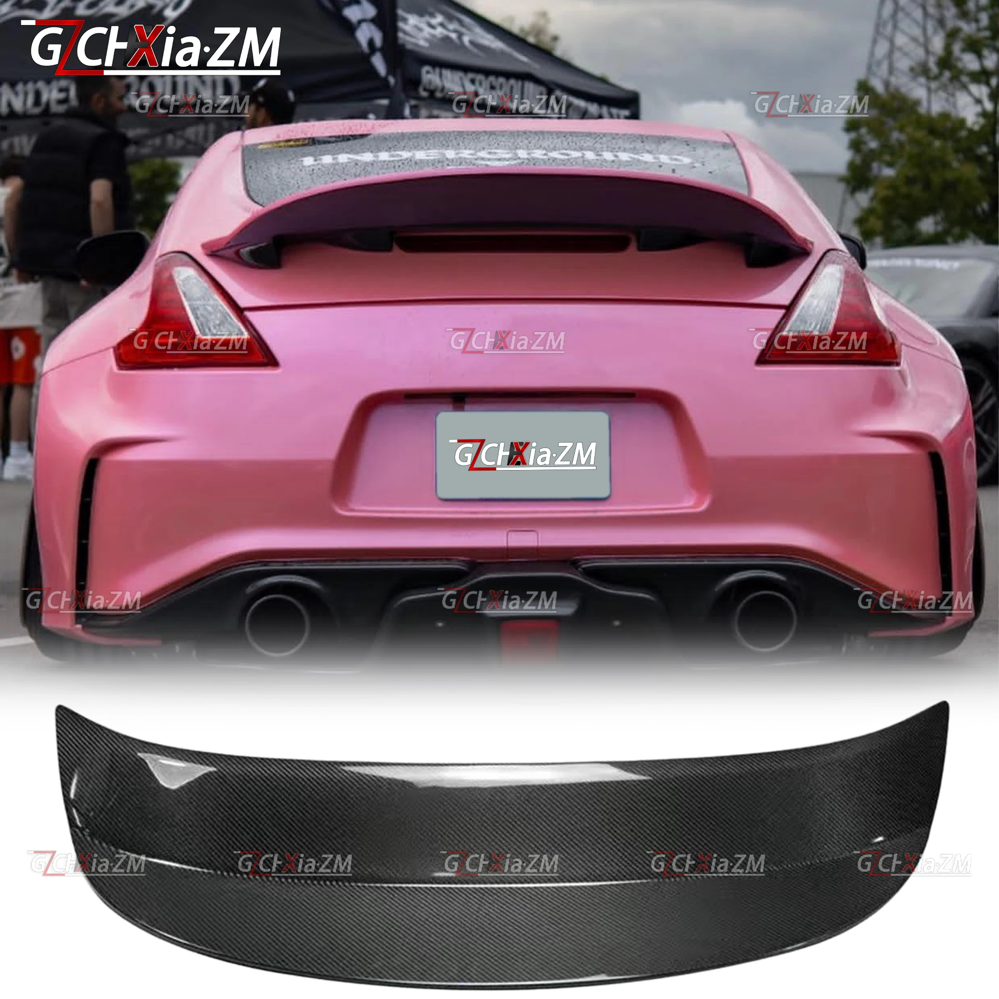 Фото Для Nissan 370Z Z34 2008-2019 годов: Модернизированный задний спойлер в стиле AJT, крышка багажника, диффузор, аэродинамический комплект из углеродного волокна №2
