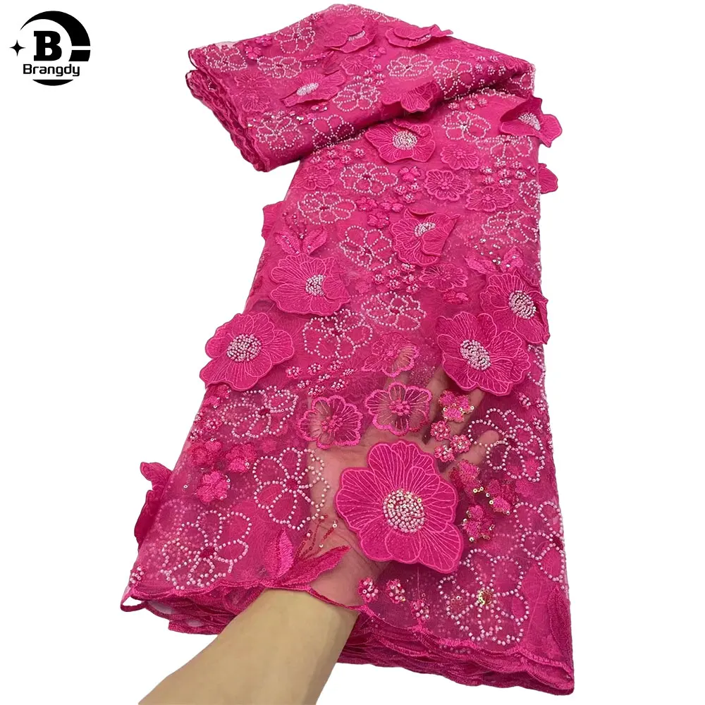 Высококачественная африканская молочная шелковая кружевная ткань Модный 3D