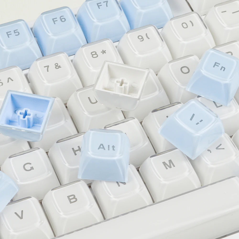 IJKT Ice Crystal ABS Keycaps Round Edge Letters Opaque Oem Profile Keycap Set Suit Gateron/Cherry Switch DIY Gaming Keyboard