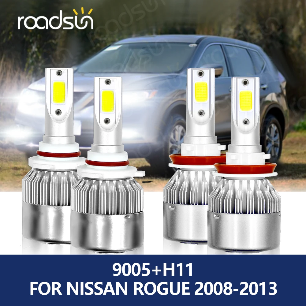 

Светодиодный головной светильник roadsun 9005 для Nissan Rogue 2008-2013 автомобильный светильник 6000 лм 70 Вт HB3 H11 Комплект ламп дальнего и ближнего света K ...