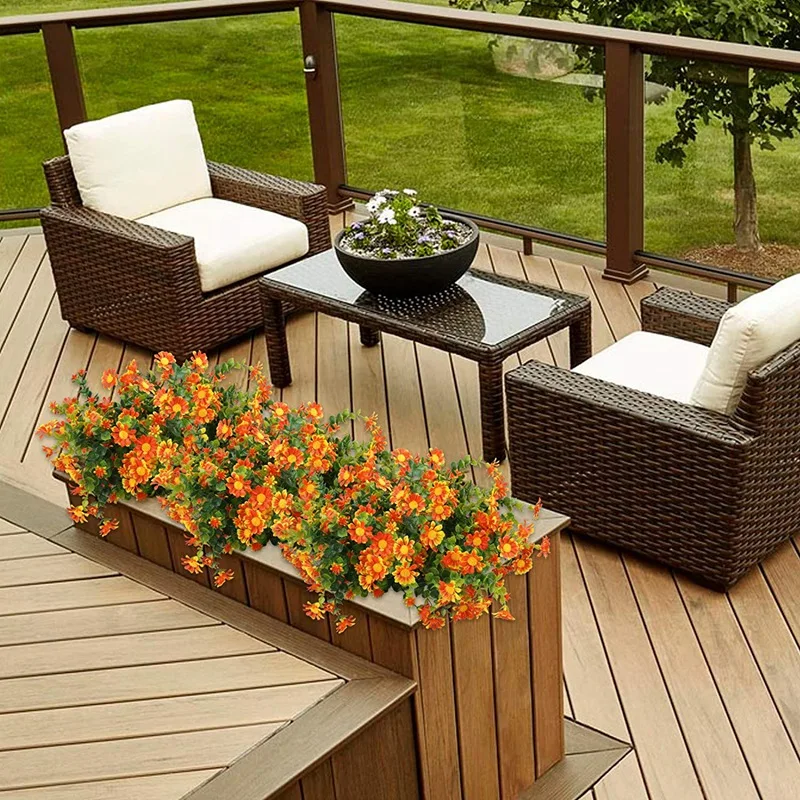 Promotion! 6 Pack Artificial Flowers For Outdoors Winter Color Resistant Boxwood Shrubs With Flower Fake Hanging Plants Greenery |