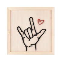 hand symbol for love sign the original i love you sign language wood frame designed hand symbol rustic wooden farmhouse wall art
