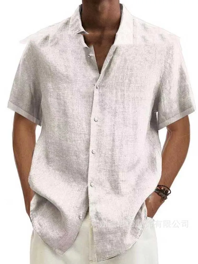 

Cotton Linen Blouse Summer Men Turn Down Collar Short Sleeve Button Loose Blouse Tops Oversized S-5XL SZE-ST22092 yy05