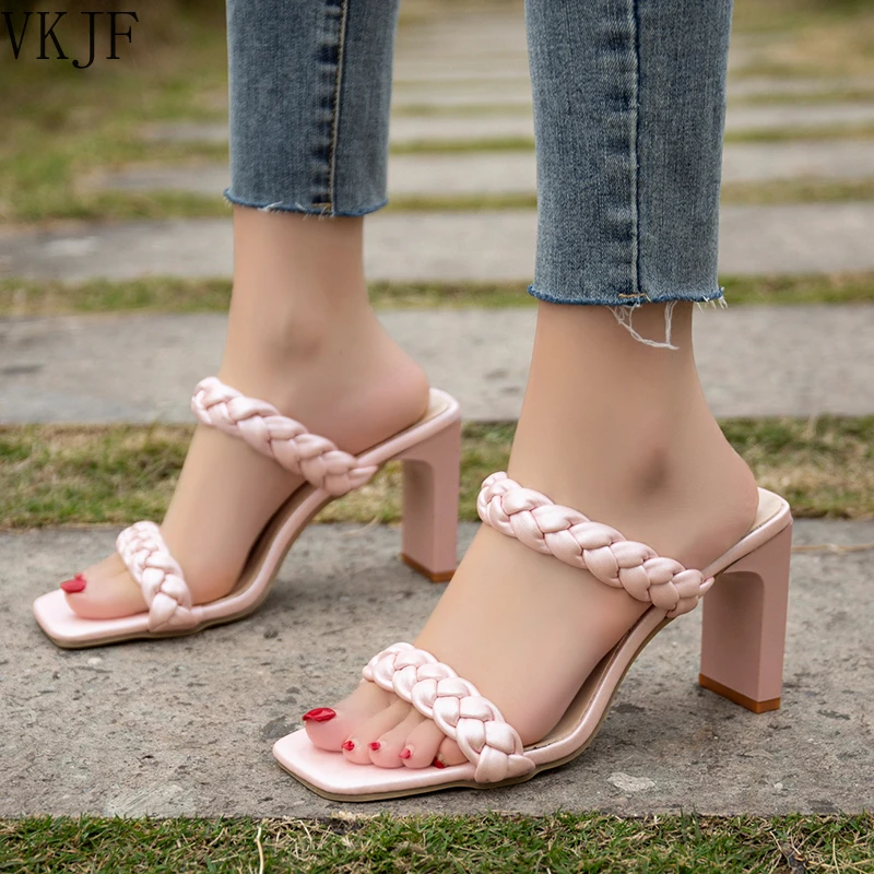 

Женские сандалии из натуральной кожи, с квадратным носком