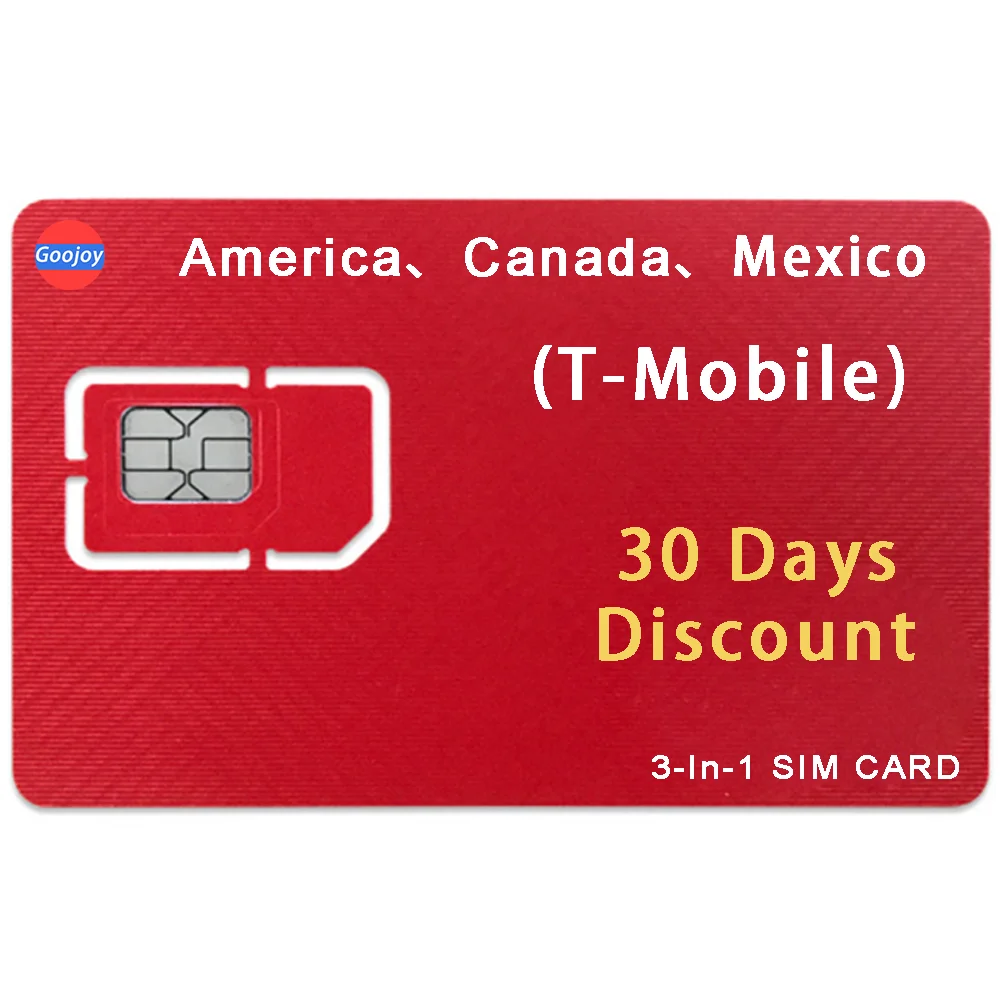 

T-Mobile America，Canada，Mexico Travel SIM Card,Prepaid Sim Card USA,Sim Unlimited Data CALL SMS Internet Free,4G LTE Travel Plan