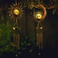 solar powered moon lights hanging solar wind chimes lamp patio metal casting shadows for outdoor garden decor