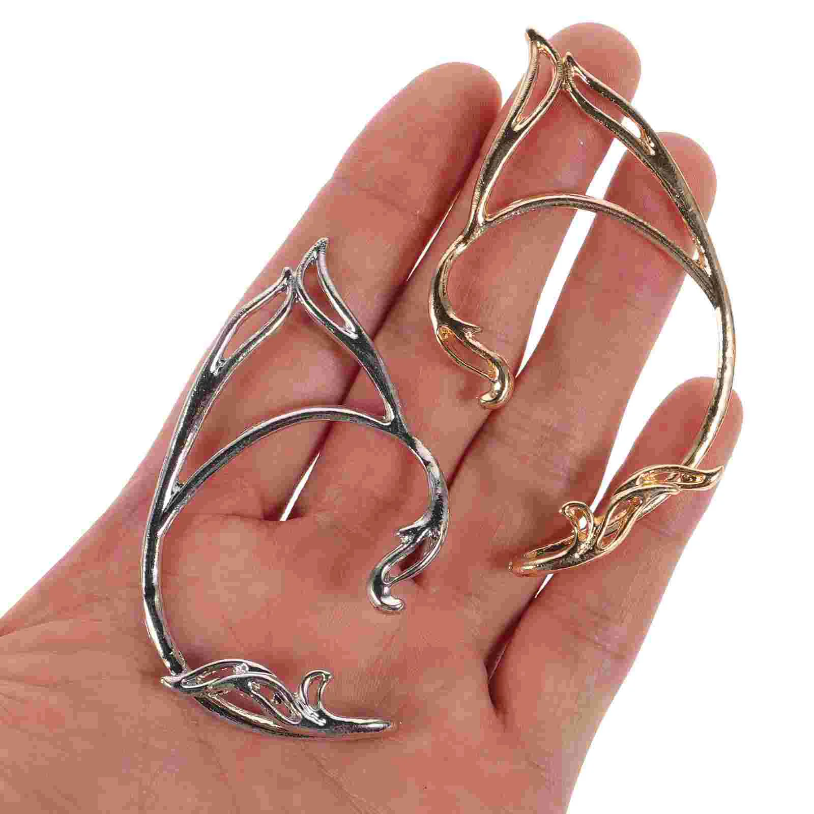 2-парные серьги-каффы без пирсинга в виде эльфа серебряные универсальные серьги