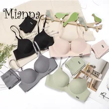 Soutien gorge Sexy en coton pour femmes, sous vêtement sans couture, coupe AB, ajustable, couleur bonbon, mignon, Bralette, confort sans port  (3)