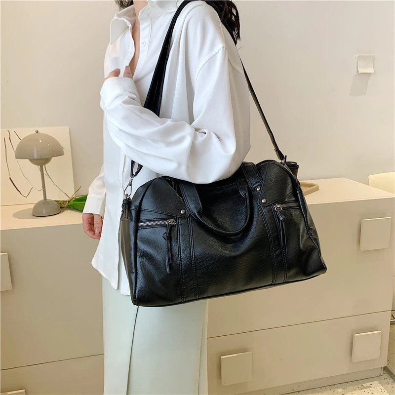 Retro Solid Color Shoulder Side Bags for Women 2023 Spring Designer Fashion Simple Leather Lady Crossbody Bag Handbags