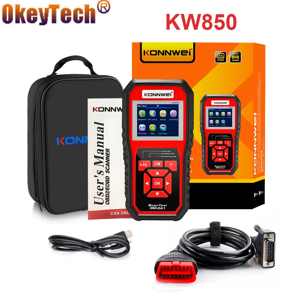 KONNWEI KW850 full OBD2 Car Diagnostic Tools OBD 2 Auto Scanner Check Engine O2 sensor Battery Test OBDII Code Reader PK CR3008