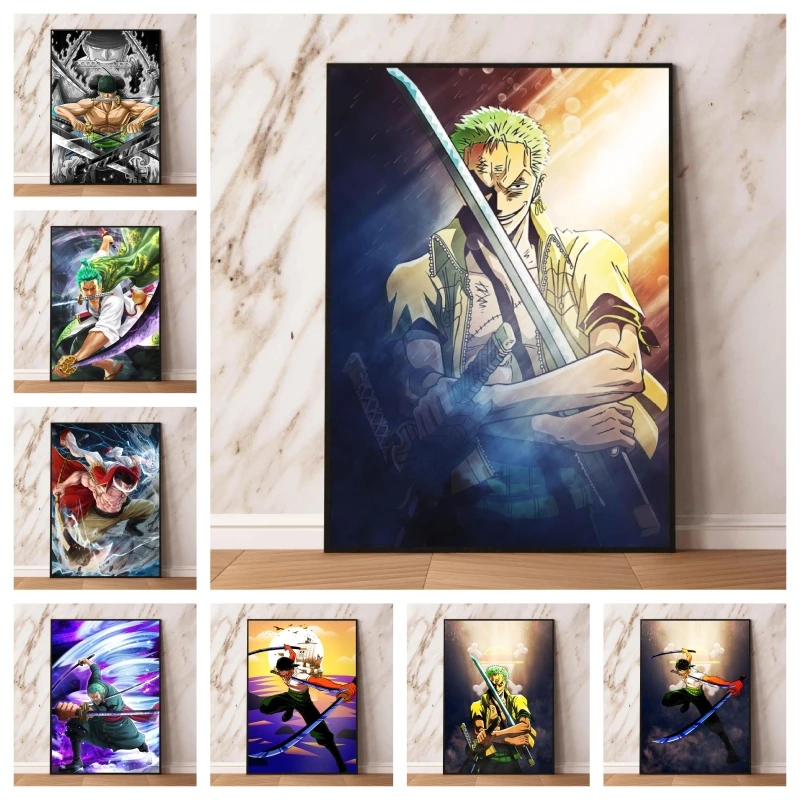 

Canvas Artwork Painting Zoro Mural Anime One Piece Dracule Mihawk Newgate Classic Poster Modern Home Art Pictures Decoration