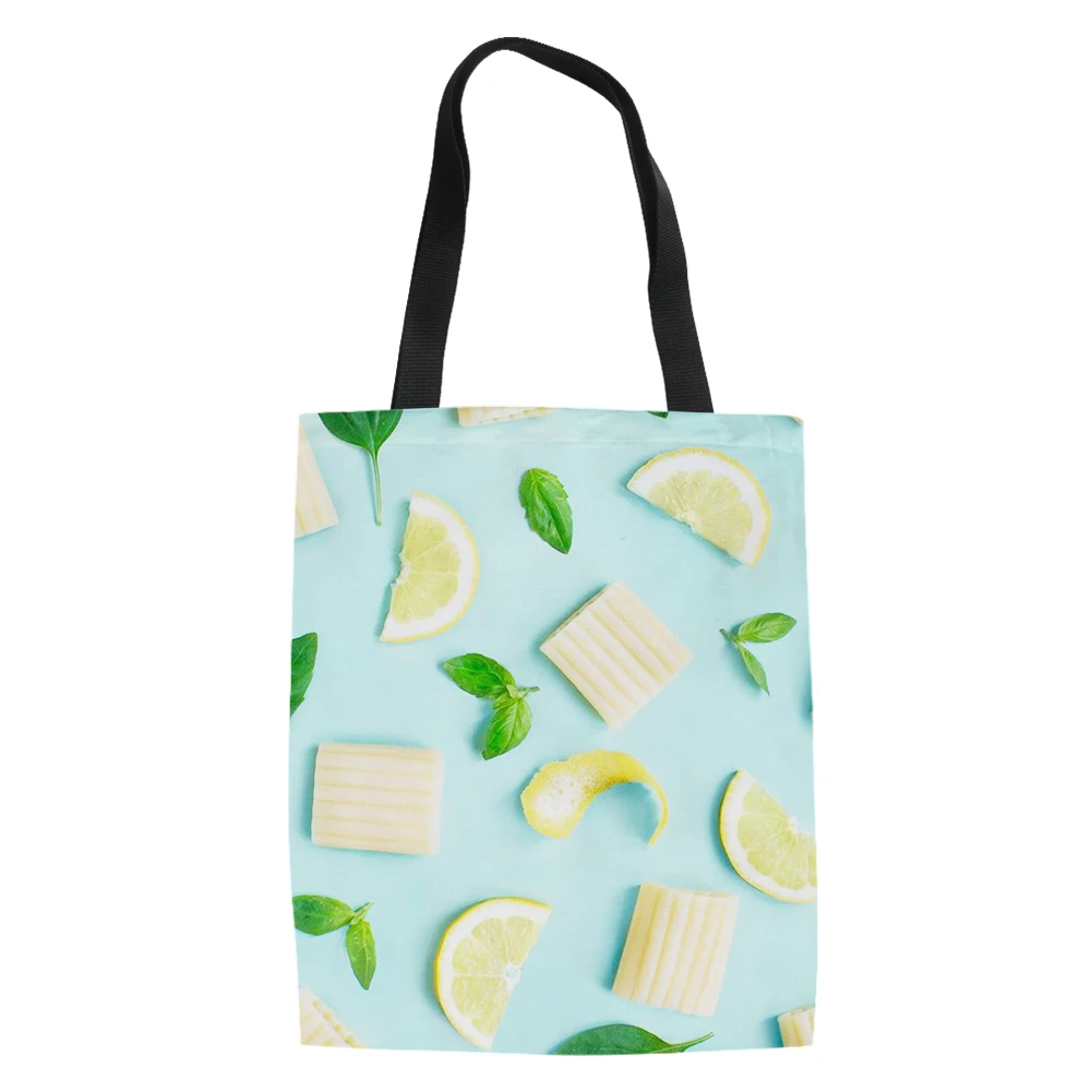 Fruits Pattern Portable Shopping Bag Fashion Outdoor Travel Handbag Lightweight Adult Women Bolso De Mano