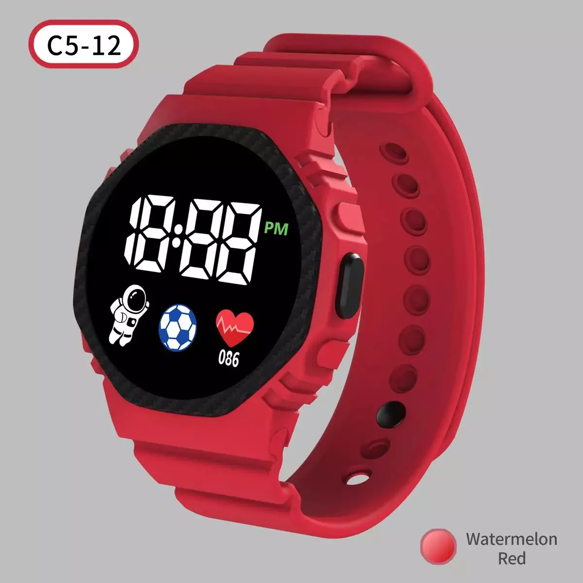 

C5-12 Fashion LED Sports Digital Watch Silicone Strap Waterproof Children Watch For Kids Student Gift Electronic Clock