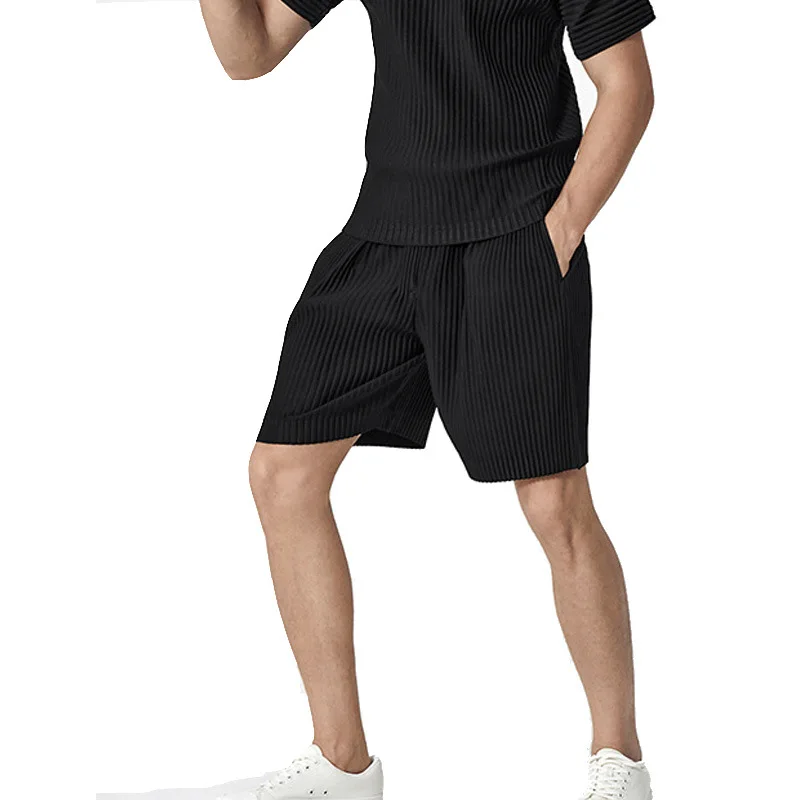 

Miyake Pleated Men's Straight Pants Casual Business Five-piece Pants Solid Color Simple Fashion Korean Designer Shorts