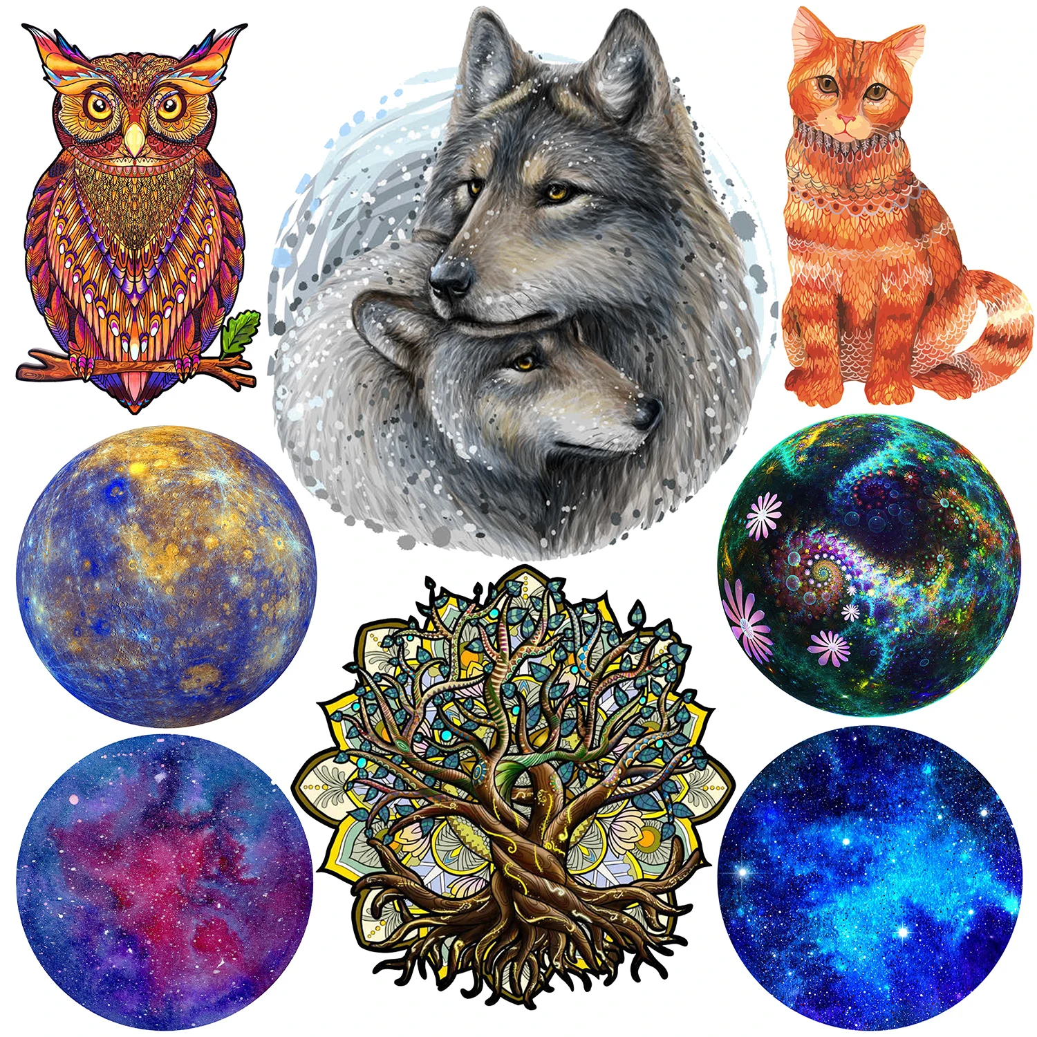 

Wolf 3D Wooden Puzzle Adult Kids Jigsaw Puzzles Tree Of Life Puzzles Boutique Gift Box Packaging Children Christmas Gifts Toys