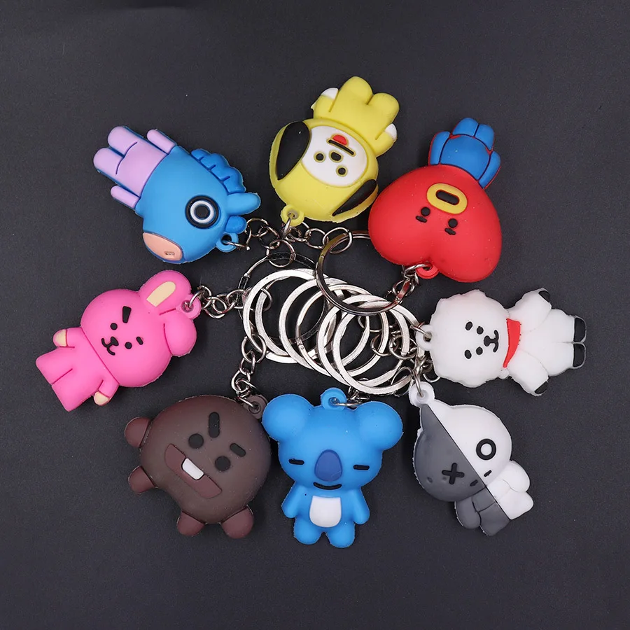 Korean Cartoon Keychain Silicone Portrait Keychain Fashion Accessories Mobile Phone Bag Pendant Holiday Gifts