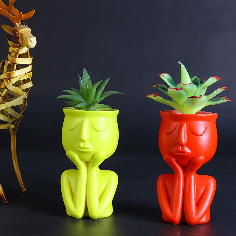 

Imitation Humanoid Resin Flowerpot Creative Resin Crafts Succulent Vase Home Furnishings Home Decoration Personality Gift