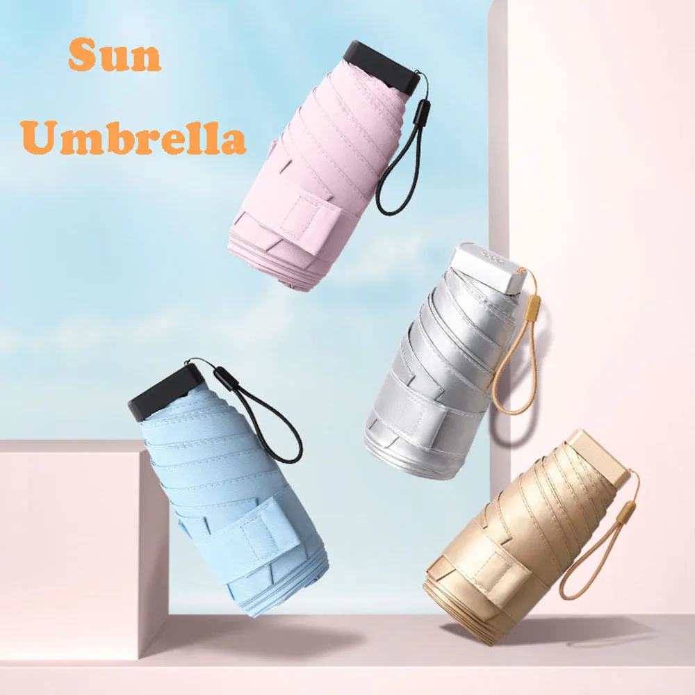 

Dual-use Folding Pocket Umbrella 6 Ribs Six-folding Umbrella Sunny and Rainy Umbrellas for Lady Sunscreen UV-proof UPF 50+
