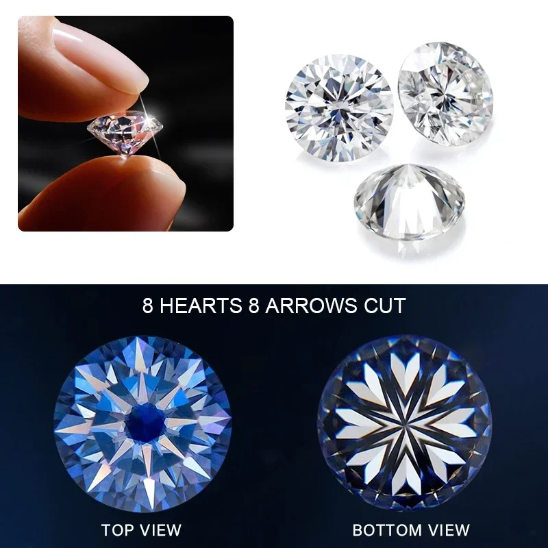 100% настоящий муассанит D цвет 3 мм-15 мм 8 сердечек и стрел VVS1 сертификат GRA круглые