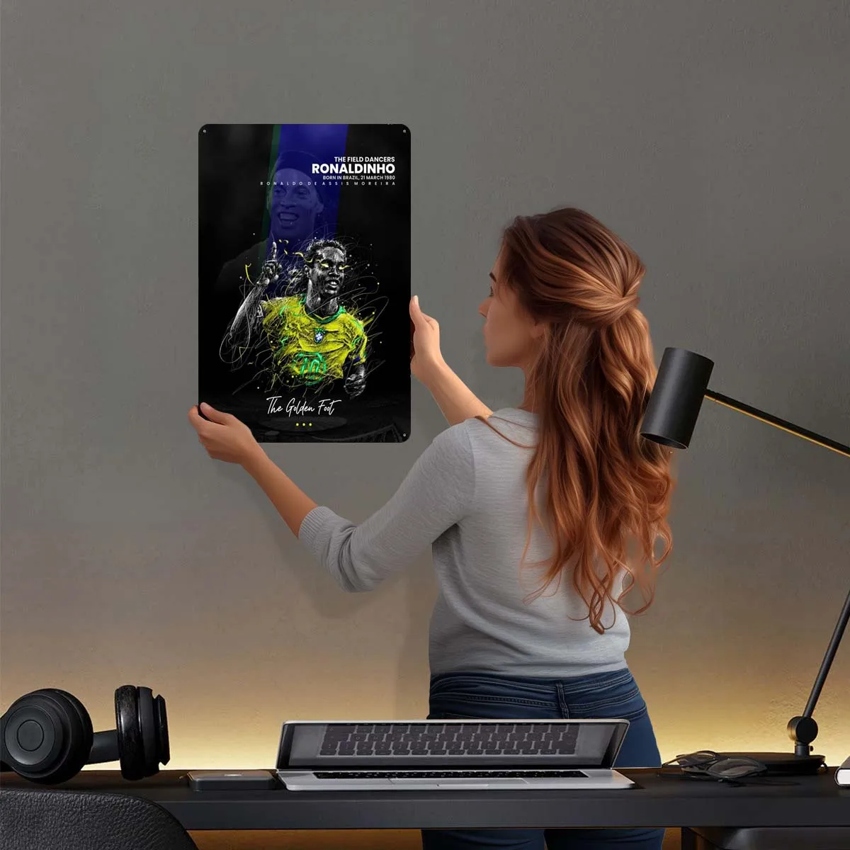 Полевая танцовщица Ronaldinho металлические вывески на заказ спортивный постер