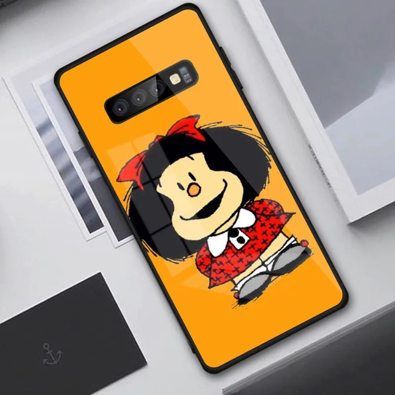 Фото Mafalda милые Мультяшные девушки фотообои для Samung A32 A51 A52 NOTE 10 20 S10 S20 S21 S22 Pro Ультрачерный PC стеклянный чехол для телефона №5