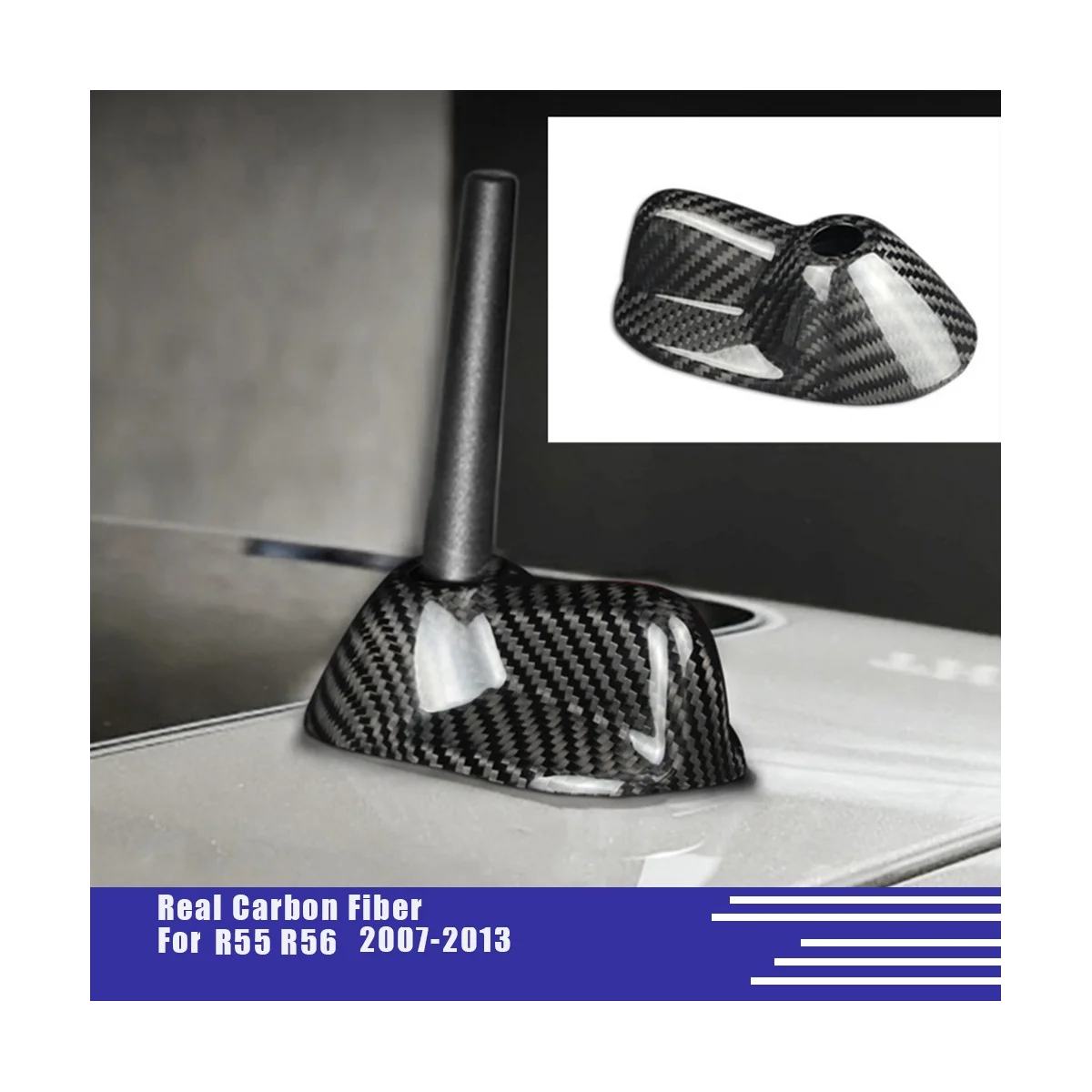 Отделка крыши антенны из настоящего углеродного волокна Акулий плавник для Mini