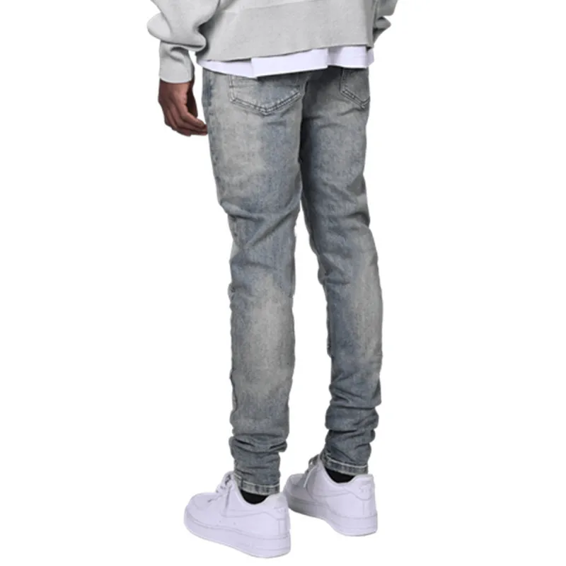 2022 New Mens Jeans Casual Medium Waist Slim Fit Casual Pencil Pants Full Length Denim Trousers Pantalones Vaqueros Hombre