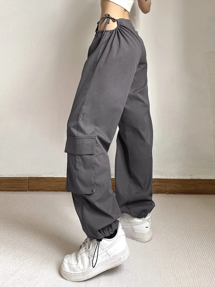 Женские брюки-карго Weekeep повседневные брюки цвета хаки с завязками на завязках и