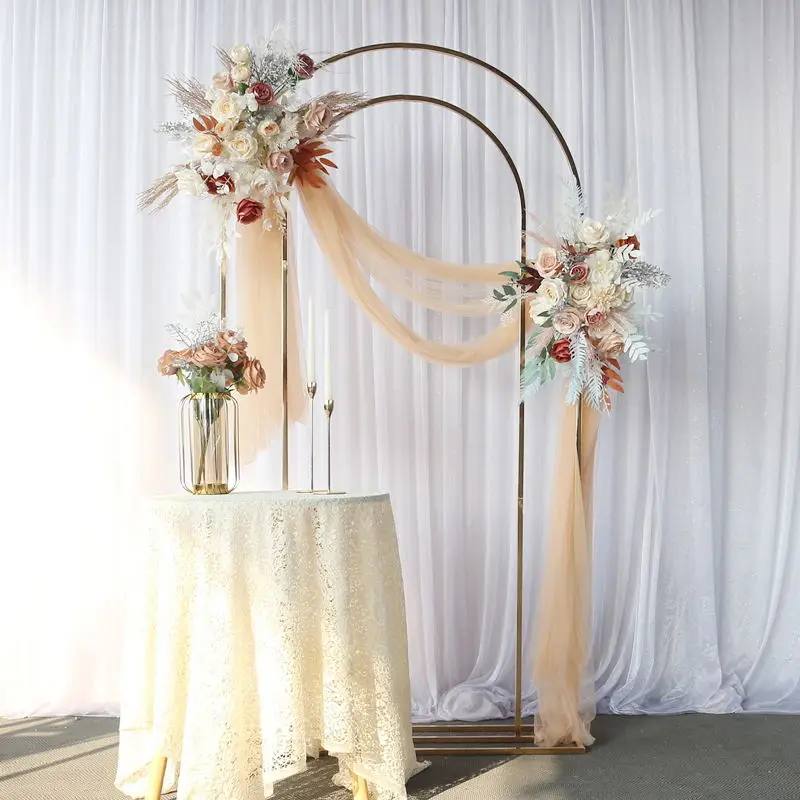 

Outdoor Wedding Iron Double Arch Flower Birthday Party Backdrops Welcome Sign Balloons Stan Fabric Sash Display Rack Door Frame