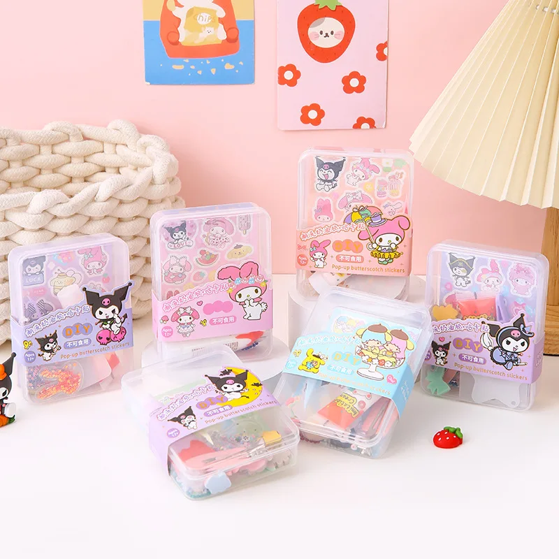 Sanrio Набор наклеек Kawaii Mymelody Kuromi Cinnamoroll Корея мультфильм Крем гель сделай сам