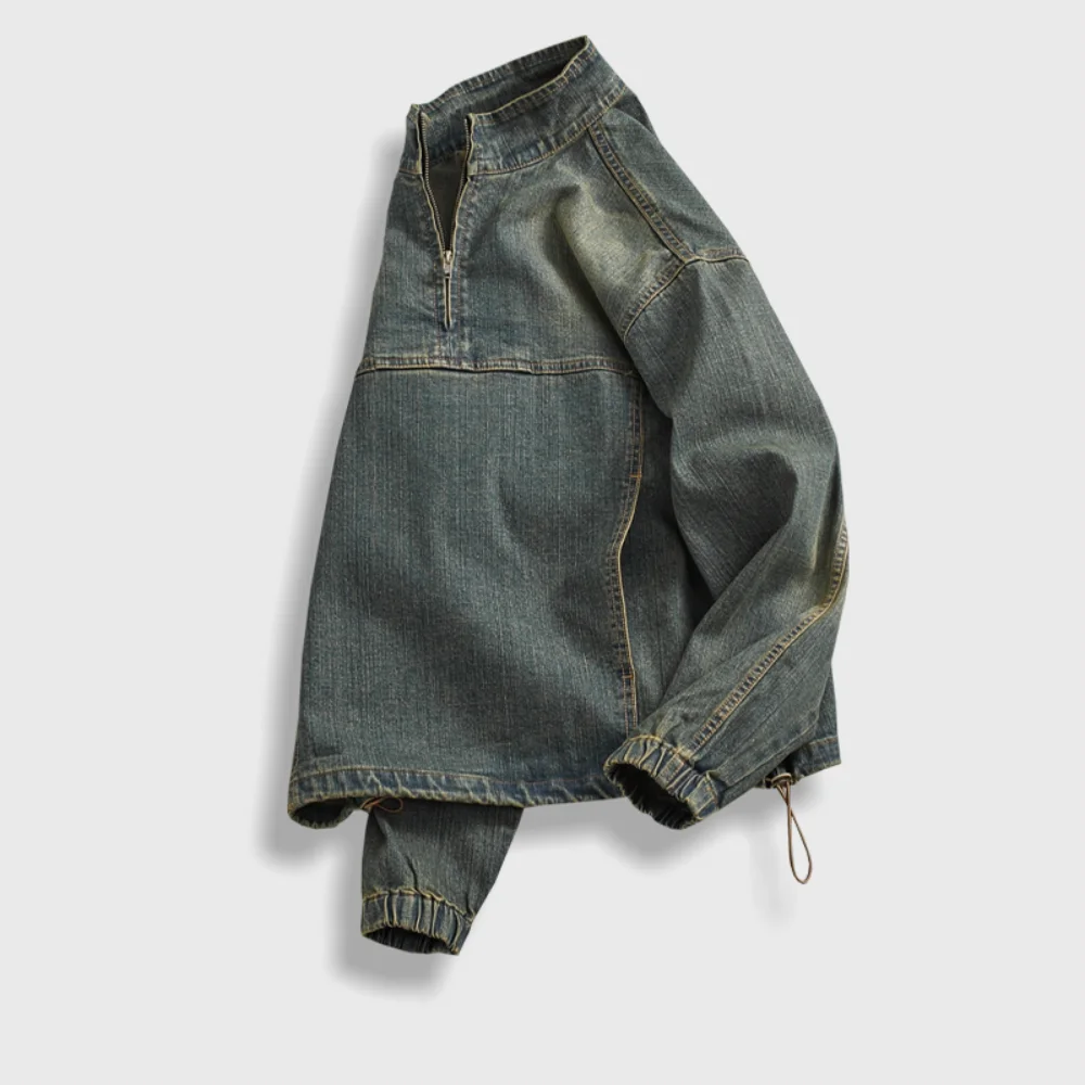 Джинсовый топ для мужчин винтажный пуловер в американском стиле свободная