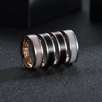 rose gold color white black charm ring for woman man custom engrave name wedding jewelry 316l stainless steel never fade