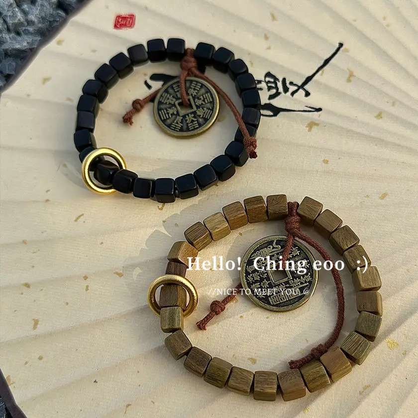 Fangtang зеленая медная монета натуральное сандаловое дерево искусство тибетская