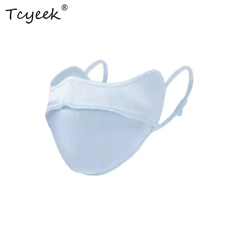 Фото Tcyeek, 100% настоящие шелковые маски, солнцезащитный крем унисекс, защита от ультрафиолета, дышащая спортивная велосипедная тонкая маска для лица, лето-осень A48056QC №4