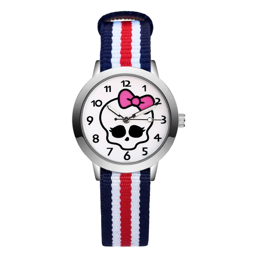 

Модные детские радужные кварцевые часы с мультяшным рисунком для мальчиков и девочек, брендовые часы с кожаным нейлоновым ремешком, оптовая продажа с завода