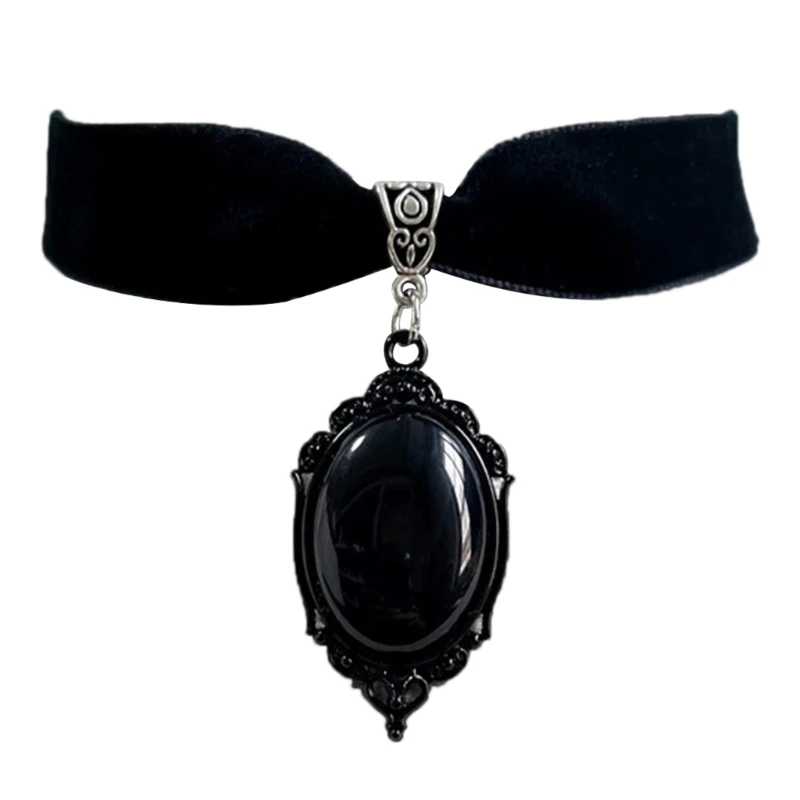 

Velvet Embossed Crystal Necklace Fashion Women Gifts Pagan Witchcraft Jewelry