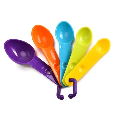 1 Набор красочных пластиковых мерных ложек, полезные мерные ложки, кухонные инструменты для выпечки