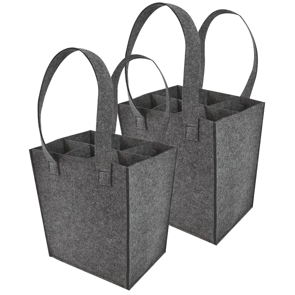 

2Pcs Carrying Bag Party Champagne Bag Divided Bottle Bag Felt Bag for Gift