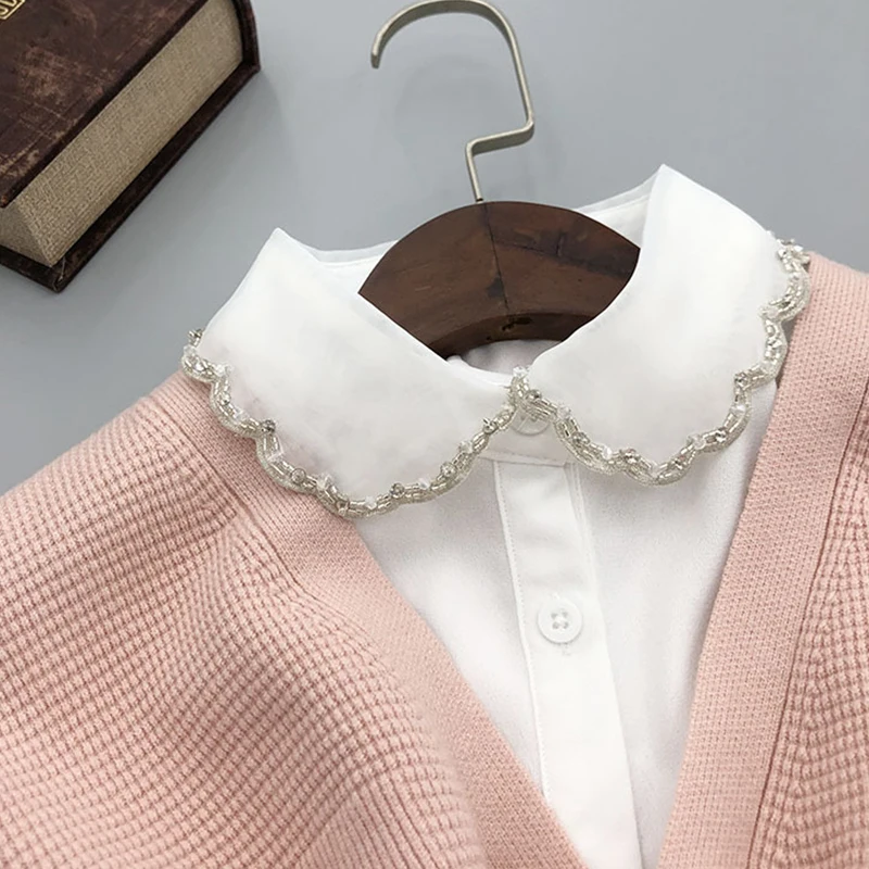 

Однотонный белый ложный воротник для женщин, рубашка, съемный воротник, женский свитер, платье, топы, ожерелье, декоративный ложный воротник