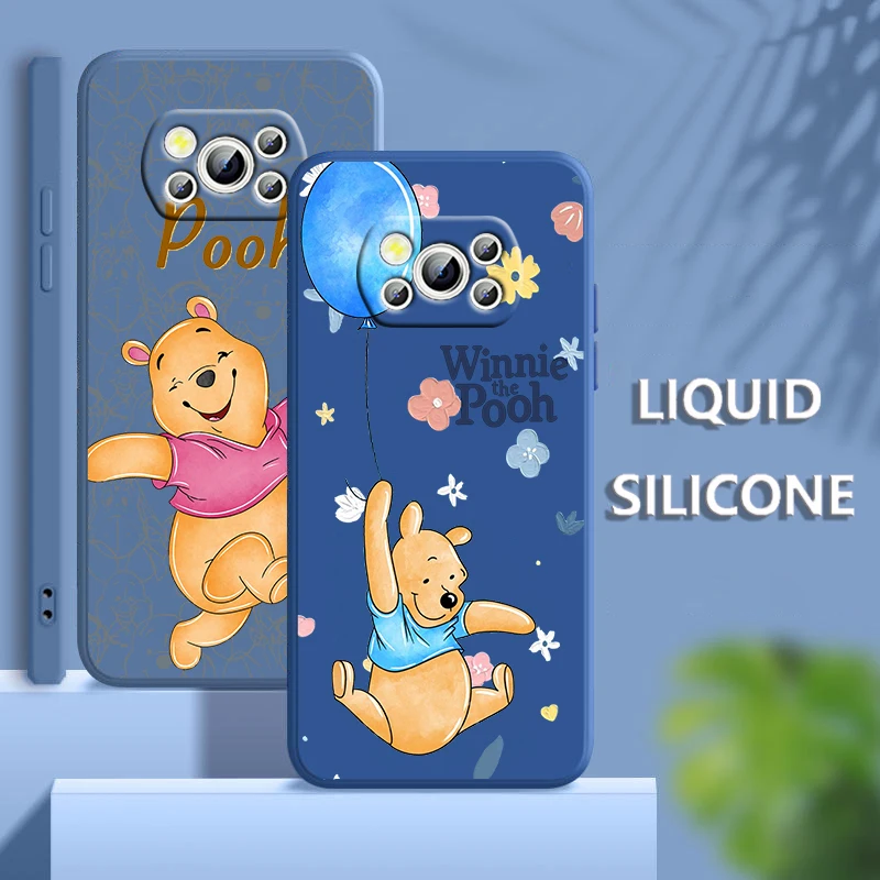 

Disney Winnie Bear Cool For Xiaomi POCO C50 C40 X4 M5S F4 M4 X3 F3 M3 C3 Pro GT NFC 4G 5G Liquid Rope Silicone Phone Case