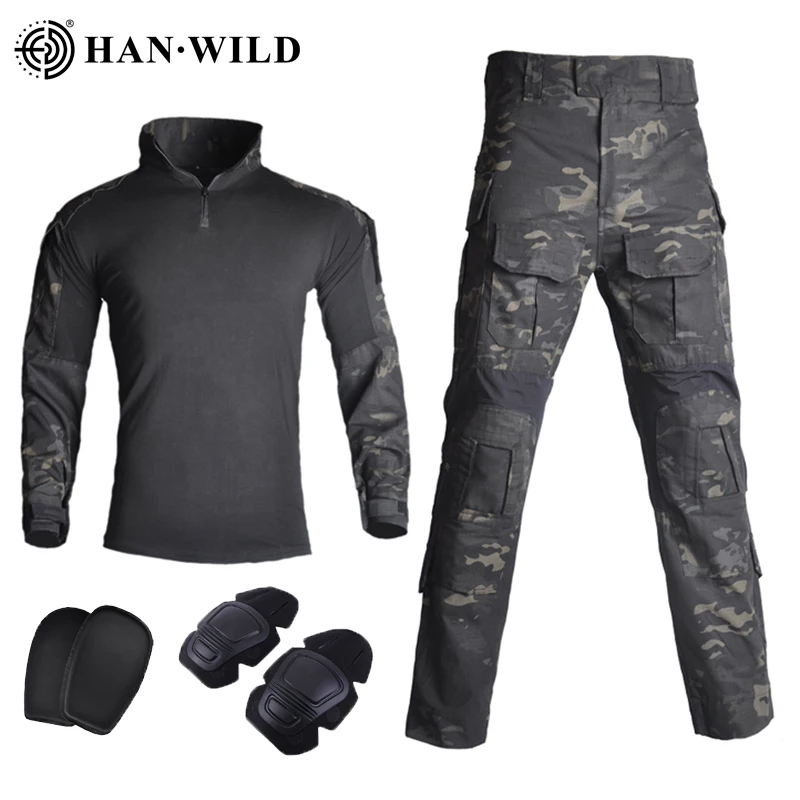 HAN WILD Tactical Uniforms Sets G3 Men Rip-stop Camouflage Military Clothing Army Suit Airsoft Multicam Cargo Pants Combat Shirt